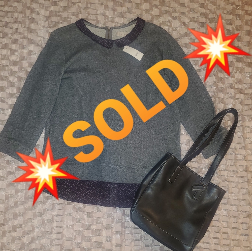 🦋SOLD🦋LOFT🦋 Vine Collared Mixed Media Top